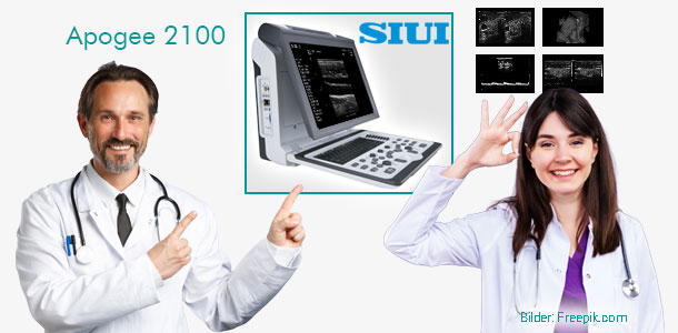 Medica Aktion -  Apogee2100 mit Convexsonde 1 - 6 MHz, Dicom, PW-Doppler für € 4.800,-- zzgl. MWSt